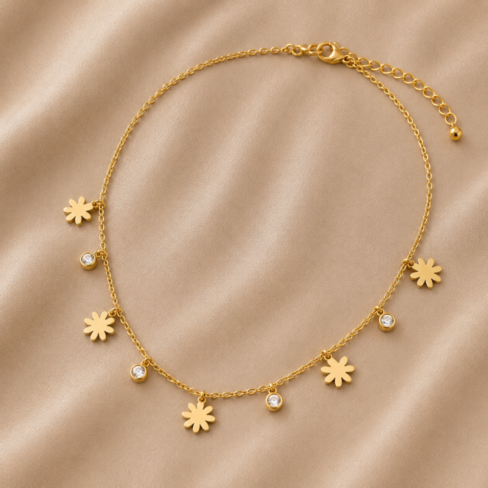Golden Daisy Charm Necklace
