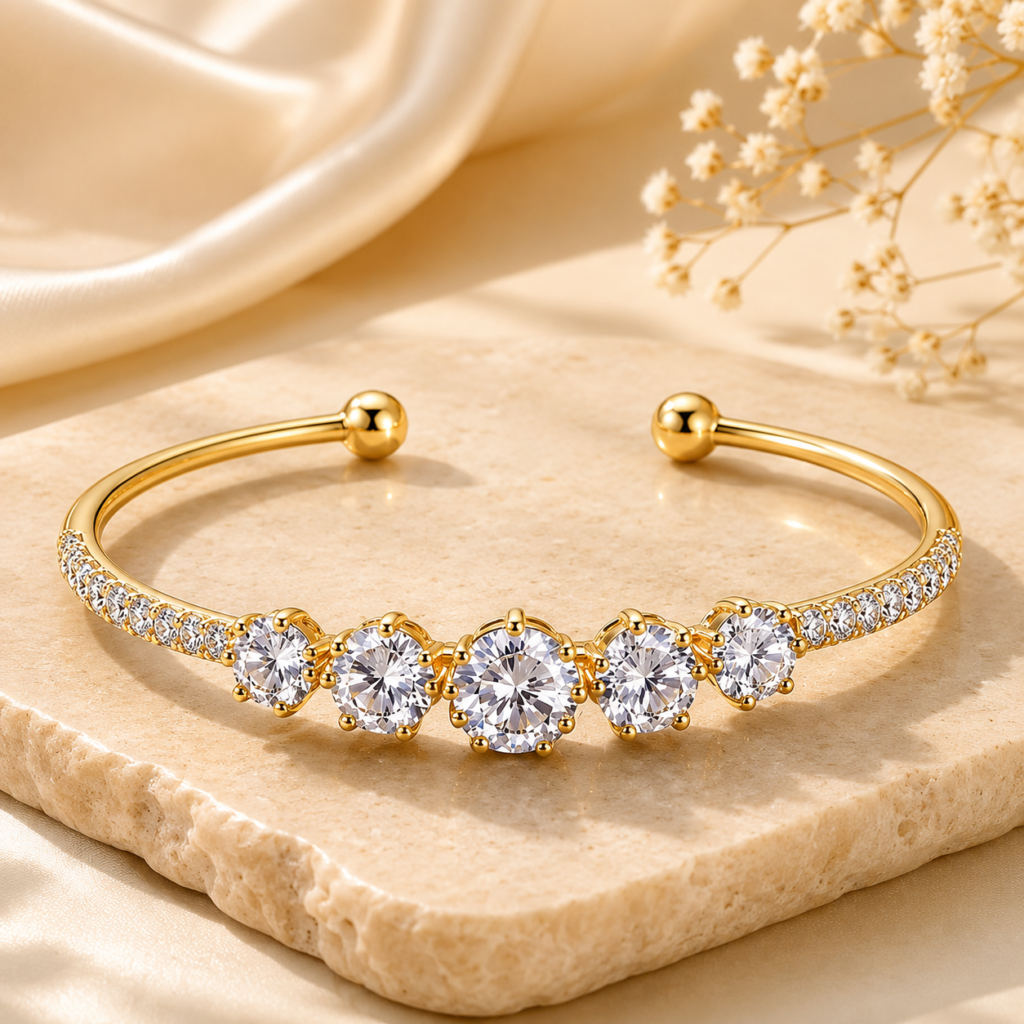 Celestial Spark Open Cuff Bracelet