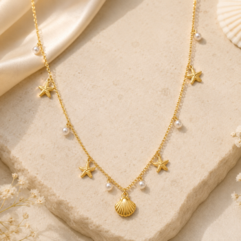Coastal Starfish & Shell Charm Necklace